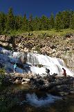 Granite_Falls_089_08072020 - Some kids playing in front of Granite Falls in long exposure