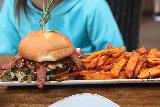 Granville_Studio_City_006_03242019 - Tahia's bacon and blue cheese burger with sweet potato fries served up at Granville