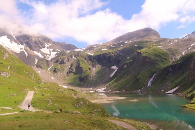 Grossglockner_148_07122018 - Looking towards a cirque by the Grossglockner High Alpine Road containing a couple of waterfalls where one of them might be the Nassfeld Waterfall