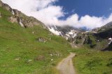 Grossglockner_180_07122018 - Looking towards the head of the cirque containing the Nassfeld Waterfall with a tubmling cascade coming in from the topleft while walking closer to the reservoir beneath the Nassfeld Waterfall