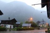 Hallstatt_696_07052018 - Looking out at the heavy rain coming down outside the Fenix Hall in Hallstatt