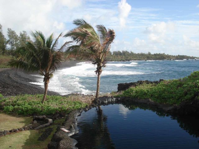 We stayed at the Hana Kai when we spent a night in Hana Town, which also faced the ocean and its black sand beaches