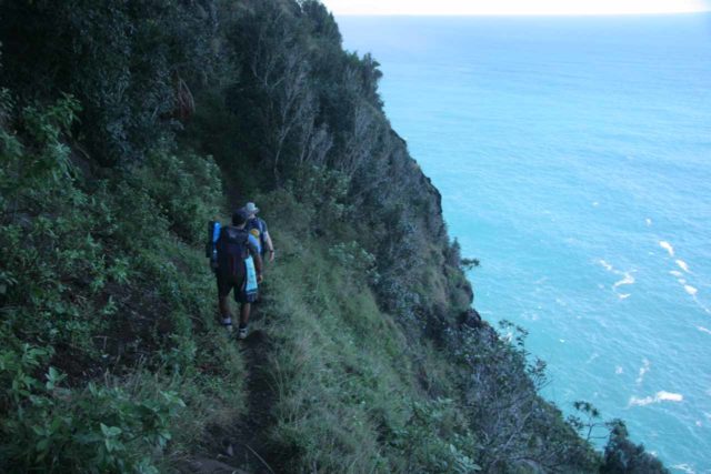 On the narrow and overgrown Kalalau Trail (I'm talking about the part beyond Hanakapi'ai Beach that requires permits), trekking poles were a nuisance and I wished I hadn't brought them on this hike