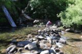 Hatchet_Creek_Falls_030_06202016 - Mom scrambling back on the rocks to reach the banks of Hatchet Creek