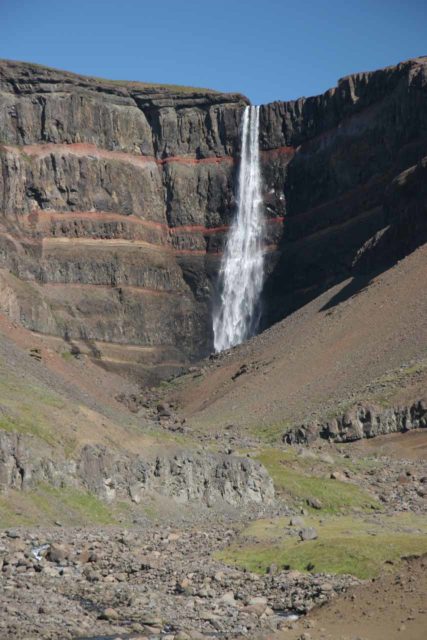 Hengifoss_091_07012007 - Portrait view of Hengifoss with a greater emphasis on the cliffs both behind and below the waterfall