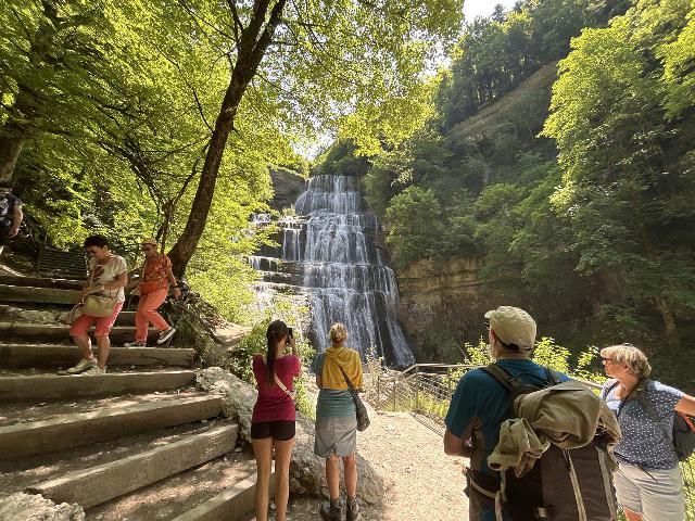 Herisson_030_iPhone_14_06172025 - Context of people checking out l'Eventail as this was easily the most popular of the Herisson Waterfalls