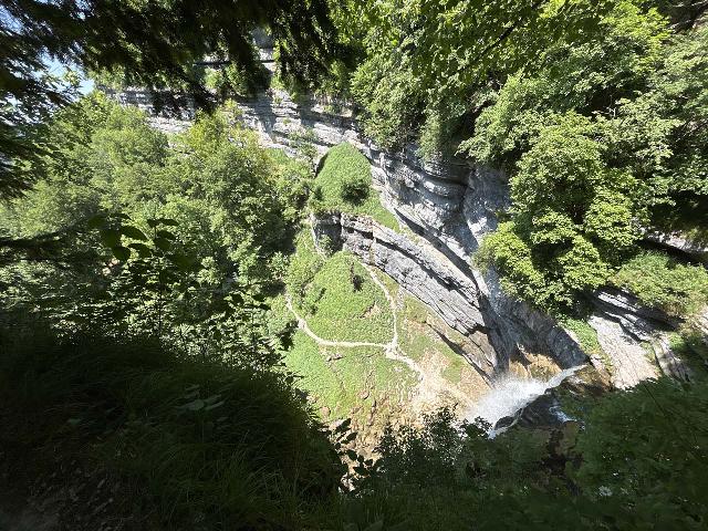 Herisson_156_iPhone_14_06172025 - Looking over the brink of the Grand Saut from its sanctioned lookout that also doubled as part of the hike to the Herisson Waterfalls