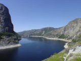 Hetch_Hetchy_hike_067_04242004 - Wide-angle panorama looking back towards the dam at Hetch Hetchy