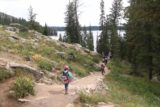 Hidden_Falls_Jenny_Lake_131_08132017 - Julie and Tahia continuing their descent to the boat dock as Jenny Lake loomed in the distance
