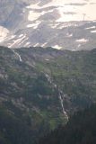Hintertux_203_07182018 - Zoomed in on the uppermost of the waterfalls spilling right behind the Hintertux Village from beneath the Hintertux Glacier as seen from the Schleierfall Trail