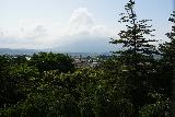 Hirosaki_057_07102023 - Looking towards a cloud-covered Mt Iwaki from within the Hirosaki Castle replica