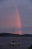 Hobart_17_110_11262017 - Boat fronting the attractive vertical rainbow as seen from Battery Point