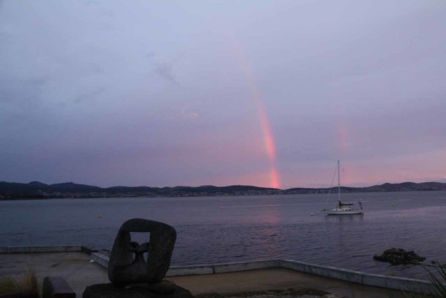 Hobart_17_131_11262017 - We had based ourselves in Hobart when we visited the Snug Tiers area that included Snug Falls. Here, we were lucky to catch a sunset rainbow from near Battery Point