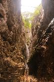 Hollentalklamm_198_06262018 - Looking up at the context of the tallest waterfall that I saw within the Hoellentalklamm Gorge with some suspension bridge high above
