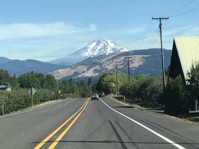 Hood_River_003_iPhone_08182017 - While driving north on the Hwy 35 towards Hood River, I got these fleeting glimpses of the imposing Mt Adams looming well north across the Columbia River