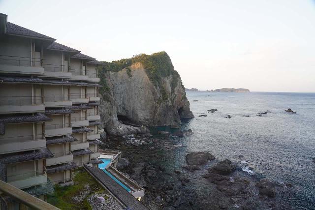 The Hotel Urashima sat on its own mini-peninsula with the Pacific Ocean on one side and Katsuura Bay on the other