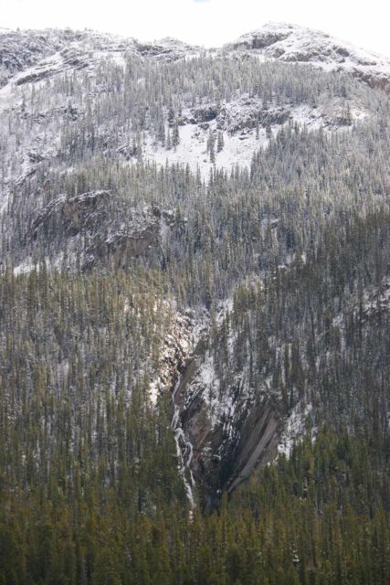 Icefields_Parkway_387_09212010 - Full context of the 'Sideways Falls' as seen from a pullout off the Icefields Parkway