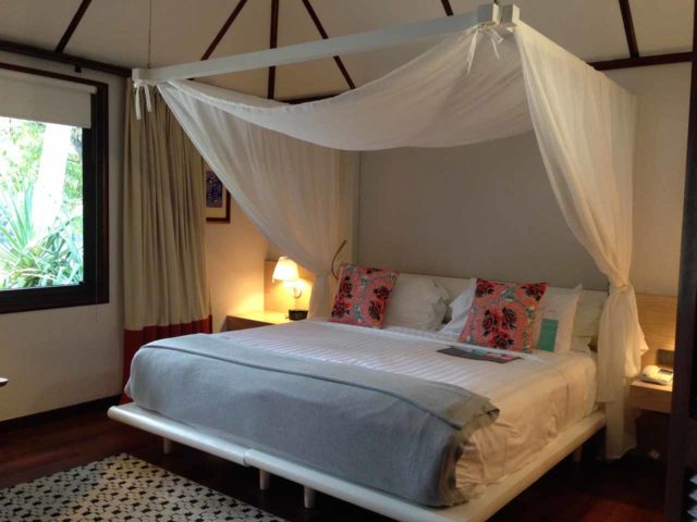 The bedroom of our spacious and secluded bungalow at Le Meridien Ile des Pins