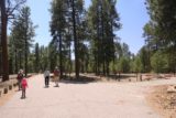 Jemez_Falls_019_04152017 - Julie och Tahia går förbi en av korsningarna med vägavstängning när vi fortsatte att vandra Jemez Falls Road till Jemez Falls Day Use Parking Lot