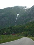 Jostedalen_021_jx_06282005 - This blurry shot featured another tall waterfall up ahead as we headed south on Road 604
