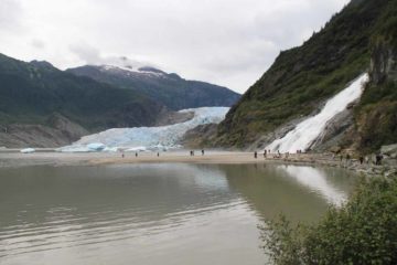 Nugget Falls (also known as Nugget Creek Falls or Mendenhall Glacier Waterfall [or 