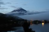 Kawaguchiko_056_10172016 - Pre-dawn view over Lake Kawaguchiko from inside the Mizuno Hotel as Mt Fuji momentarily revealed itself