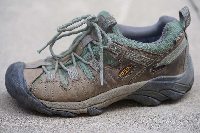 My wife's waterproof dayhiking shoes, which only seemed to be truly waterproof up to the mesh
