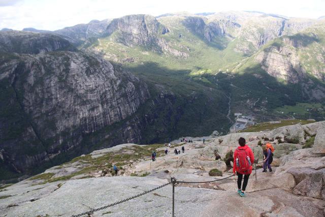 This hike to Kjerag in Norway is the kind of hike where wearing Chacos would be very questionable given the uneven, steep, and slippery terrain