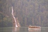 Konigssee_267_07012018 - Context of a shuttle boat fronting the Schrainbachfall on Lake Konigssee