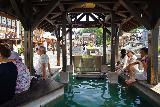 Kusatsu_063_07062023 - Looking across the public foot bath on a hot day at Kusatsu Onsen