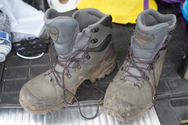 Lately, I started wearing La Sportiva Nucleo High 2 GTX hiking boots which did pretty well on a rugged hike in Upper Hot Spring Canyon