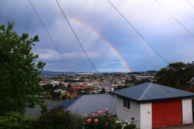 Launceston_17_049_11242017 - It seemed like rain was a constant each day we were in Launceston during our 2017 trip.  But such weather produced high arching rainbows like this one