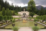 Linderhof_Palace_018_06272018 - Looking out from the Linderhof Palace past the fountains towards the Temple of Venus perched above the surrounding gardens and terraces