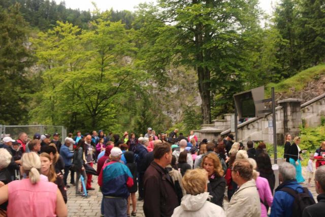 Ludwigs_Castles_209_06252018 - Waiting at the turnstiles as we watched the monitors for the 15-minute window when our tickets would become valid for entry to the Neuschwanstein Castle