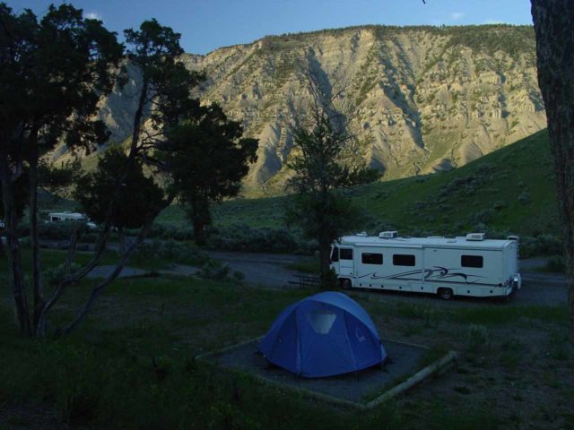 Many campsites accommodate Motorhomes like this one in Yellowstone National Park