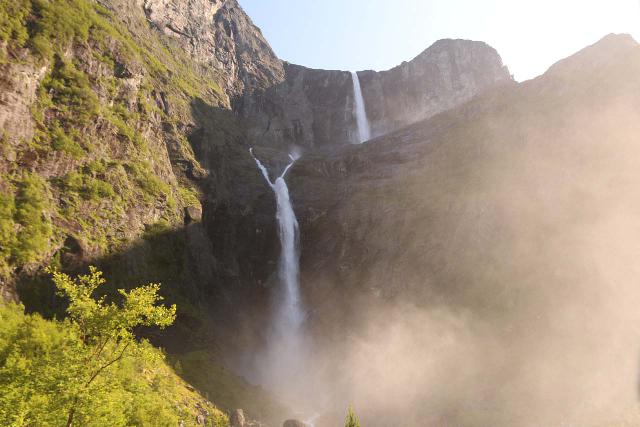 Mardalsfossen_089_07162019 - Looking up at the towering Mardalsfossen from its base in the late afternoon in July 2019 as it seemed to throw up a lot more mist than on our first visit back in July 2005