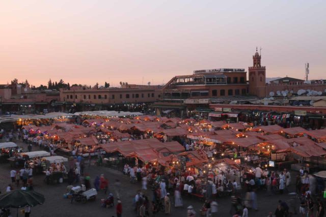 It's hard to believe that this happening plaza at the Jemaa El Fna Square (or Djemaa El Fna) in Marrakech, Morocco was the site of a suicide bomber who disguised himself as a backpacker