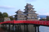 Matsumoto_034_10192016 - Looking over a red bridge towards the familiar Matsumoto Castle