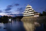 Matsumoto_065_10192016 - Our last look at the Matsumoto Castle lit up in twilight before heading into town for dinner
