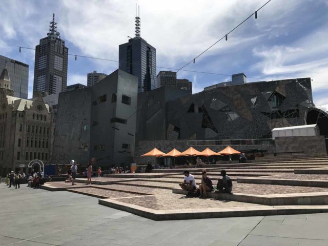 Melbourne_027_iPhone_11212017 - One of the popular hangout spots in the Melbourne CBD was Federation Square which was surrounded by the St Paul Cathedral to the north, Flinders Station to the west, and the Yarra River to the south