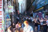 Melbourne_17_410_11222017 - Looking back up at Hosier Lane and the graffiti-laden buildings where the line to see Vance Joy perform at the Forum was continuing all the way back towards Flinders Lane