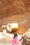 Mesa_Verde_205_04162017 - Tahia checking out the petroglyph panel on the Petroglyphs Trail in Mesa Verde National Park