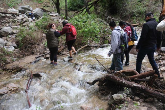 We saw people who wore either trail running shoes or just regular sneakers, the latter of which were probably not well suited to the surprise high water conditions that we encountered on this hike