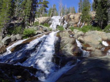 Minaret Falls is a pleasant cascade just outside the northwestern boundaries of the Devils Postpile National Monument. Tumbling probably some 150ft as it scatters...