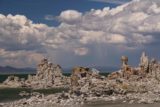 Mono_Lake_15_082_08032015 - Closer look past the tufas towards the thunderstorm complete with cloud bursts east of Mono Lake