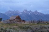 Mormon_Row_022_08132017 - The familiar view of one of the Mormon Row barns fronting the Grand Tetons all before the sun came up