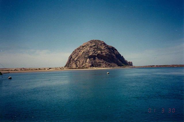 Moro_Rock_001_scanned_03302001 - Arroyo Grande was not far south of San Luis Obispo and Moro Bay, which featured this eccentric rock formation called Moro Rock