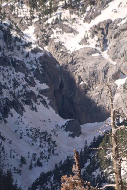 Mt_Charleston_217_04222017 - Looking towards Big Falls in late April 2017, which only revealed itself across Kyle Canyon once I was close to the base of Mary Jane Falls. It was hidden further down Kyle Canyon and through most of the Mary Jane Falls hike