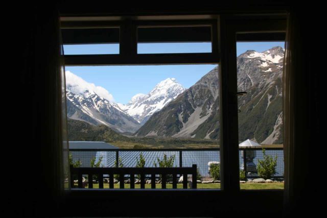 Mt_Cook_013_12212009 - View of Mt Cook from right out the window of our room at the Hermitage in Mt Cook Village, which was only a few minutes drive from Wakefield Falls
