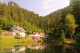 Myrafalle_222_07102018 - While chilling out and letting Tahia play in the playground at Myrafaelle for a bit, I noticed this nice reflective scene back towards the kiosk and the Hausstein Massif up at the topleft
